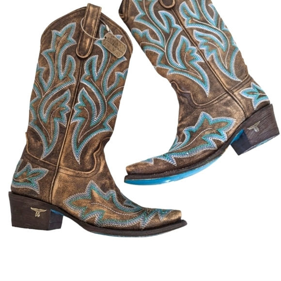 New...LANE Cowboy Brown Saratoga Boots...Size 5 - Picture 7 of 12